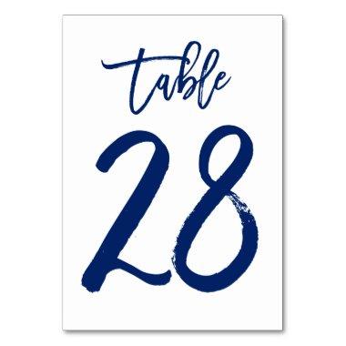 Chic Hand Lettered Table Number Navy | Table 28