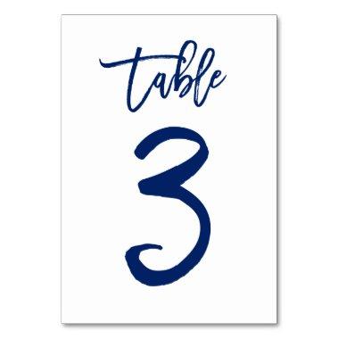 Chic Hand Lettered Table Number Navy | Table 3