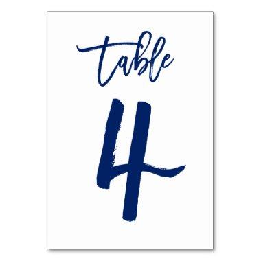 Chic Hand Lettered Table Number Navy | Table 4