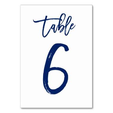 Chic Hand Lettered Table Number Navy | Table 6
