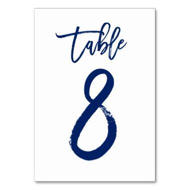 Chic Hand Lettered Table Number Navy | Table 8