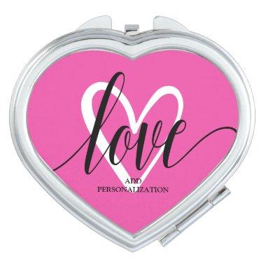 Chic Heart on Hot Pink Compact Mirror