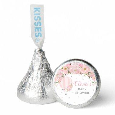 Chic Hot Air Balloon Pink Floral Silver Glitter Hershey®'s Kisses®