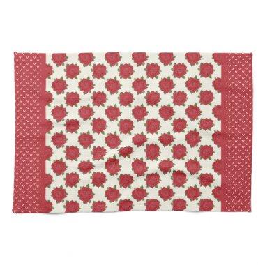 Chic Kitchen Towel or Tea Towel: Deep Red Roses