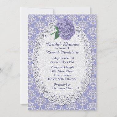 Chic Lavender Damask Bridal Shower Invitations