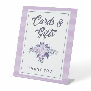 Chic Lavender Purple & Teal Floral Invitations & Gifts Pedestal Sign