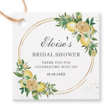 Chic Lemon Floral Greenery Bridal Shower Thank You Favor Tags