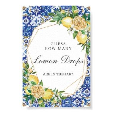 Chic Lemon Floral Guess Lemon Drops in Jar Game Poster