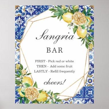 Chic Lemon Floral Sangria Bar Sign