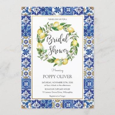 Chic Lemon Mediterranean Bridal Wedding Shower Invitations