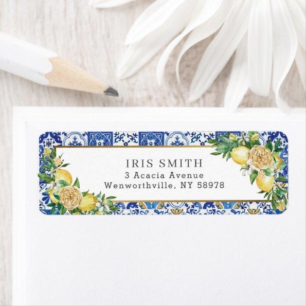 Chic Lemon Mediterranean Greenery Return Address Label