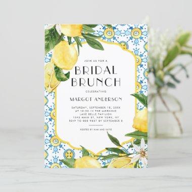Chic Lemon Mediterranean Summer Bridal Brunch Invitations