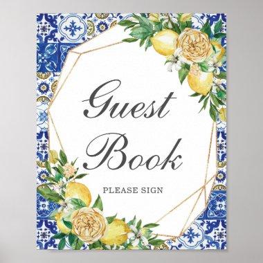 Chic Lemon Yellow Floral Guest Book Please Sign
