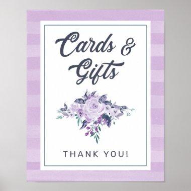 Chic Light Purple & Teal Floral Invitations & Gifts Sign