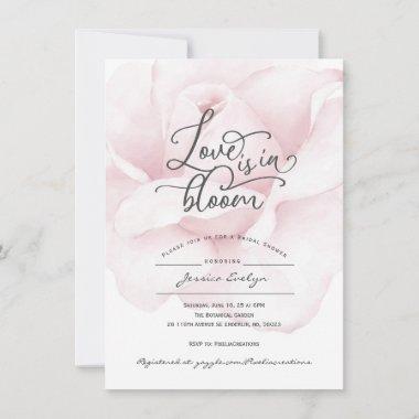 Chic love in bloom, calligraphy script rose shower Invitations