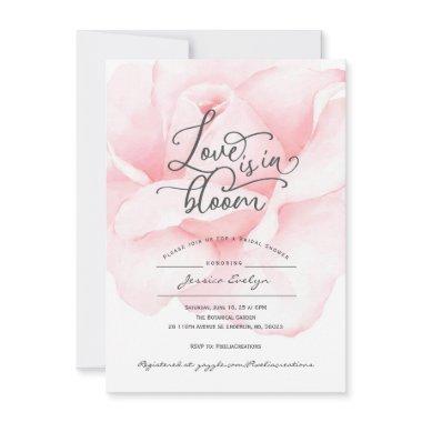 Chic love in bloom, calligraphy script rose shower Invitations