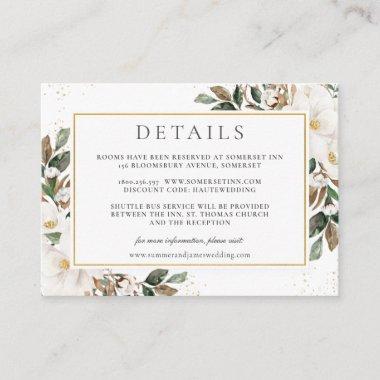 Chic Magnolia Floral Greenery Wedding Details  Enclosure Invitations