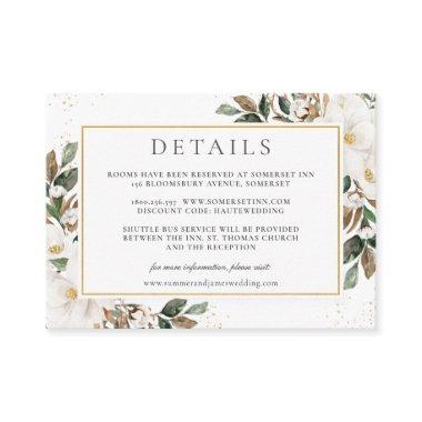 Chic Magnolia Floral Greenery Wedding Details  Enclosure Invitations