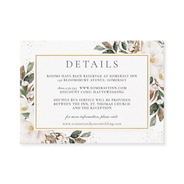 Chic Magnolia Floral Greenery Wedding Details  Enclosure