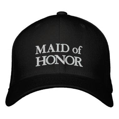 Chic Maid of Honor black and white wedding Embroidered Baseball Cap