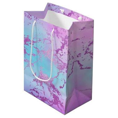 Chic Marble | Glitzy Glam Violet Purple Blue Ombre Medium Gift Bag