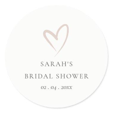 Chic Minimal Simple Blush Pink Heart  Classic Round Sticker