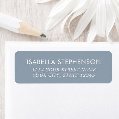 Chic Minimalist Dusky Blue White Return Address Label