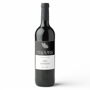 Chic Minimalist Typography Butterfly  Wine Label