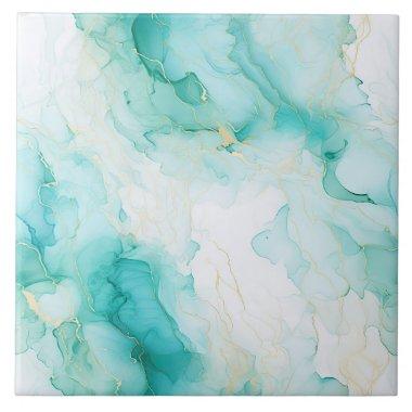 Chic Mint White Gold  Ceramic Tile
