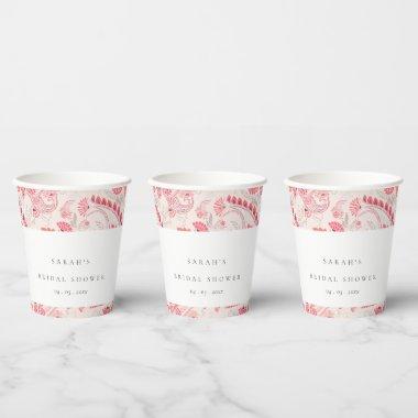 Chic Modern Blush Paisley Typography  Paper Cups