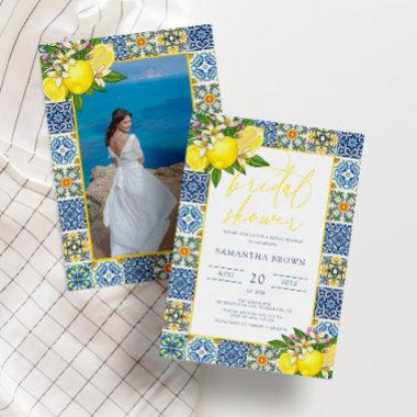 Chic Modern Lemon Mediterranean Bridal Shower Invitations