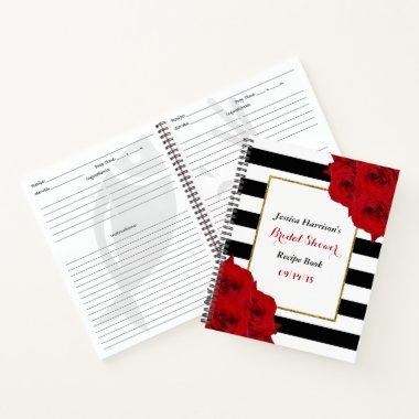 Chic Modern Luxe Red Roses Bridal Shower Recipe Notebook