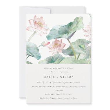 Chic Modern Pastel Blush Waterlily Couples Shower