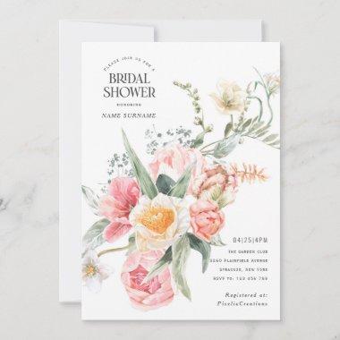 Chic Modern Watercolor Flowers garden themed Invitations