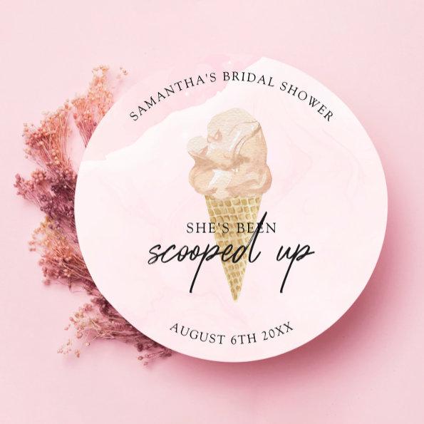 Chic Modern Watercolor Ice Cream  Classic Round Sticker