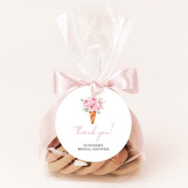 Chic Modern Watercolor Ice Cream  Classic Round Sticker