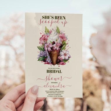 Chic Modern Watercolor Ice Cream Bridal Shower Invitations