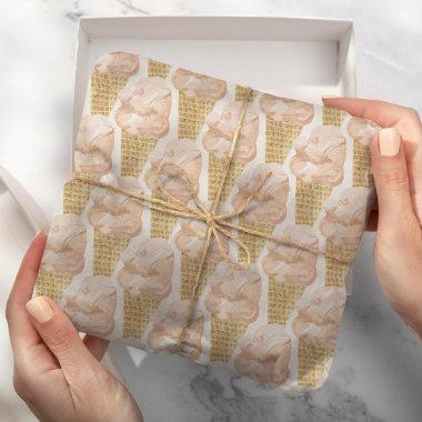 Chic Modern Watercolor Ice Cream Summer Wrapping Paper