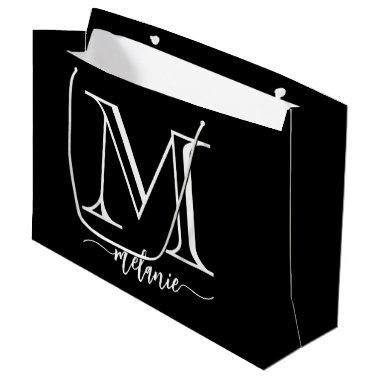 Chic Monogram Black White Large Gift Bag