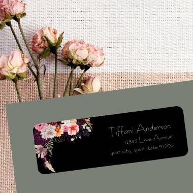 Chic Moody Flowers & Greenery Return Address Label