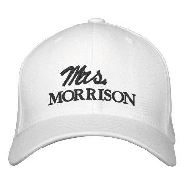 Chic Mrs. Last Name black and white cute Embroidered Baseball Cap