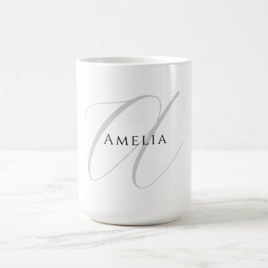 Chic Name Monogram Initial Letter Calligraphy Coffee Mug