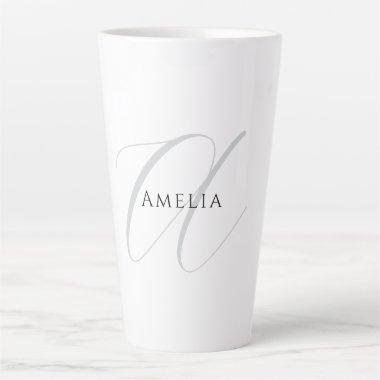 Chic Name Monogram Initial Letter Calligraphy Latte Mug