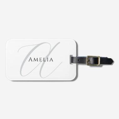 Chic Name Monogram Initial Letter Calligraphy Luggage Tag