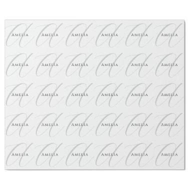 Chic Name Monogram Initial Letter Calligraphy Wrapping Paper
