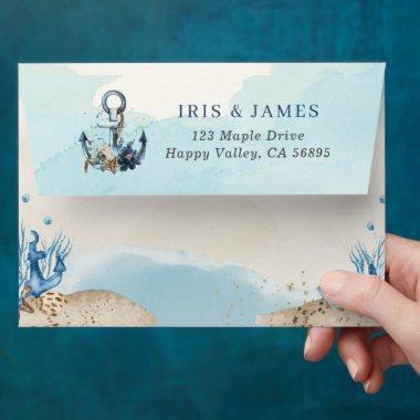 Chic Nautical Anchor Destination Beach Wedding Envelope