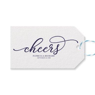Chic Navy Blue Script Cheers Gift Tags