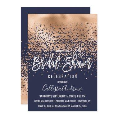 Chic Navy Gold Foil Confetti Ombre