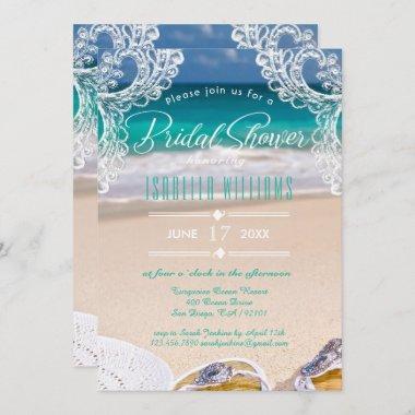 Chic Ocean Beach Summer Bridal Shower Invitations
