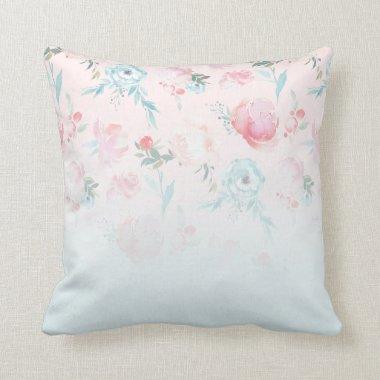 Chic Ombre French Garden Floral Peony Pattern Throw Pillow